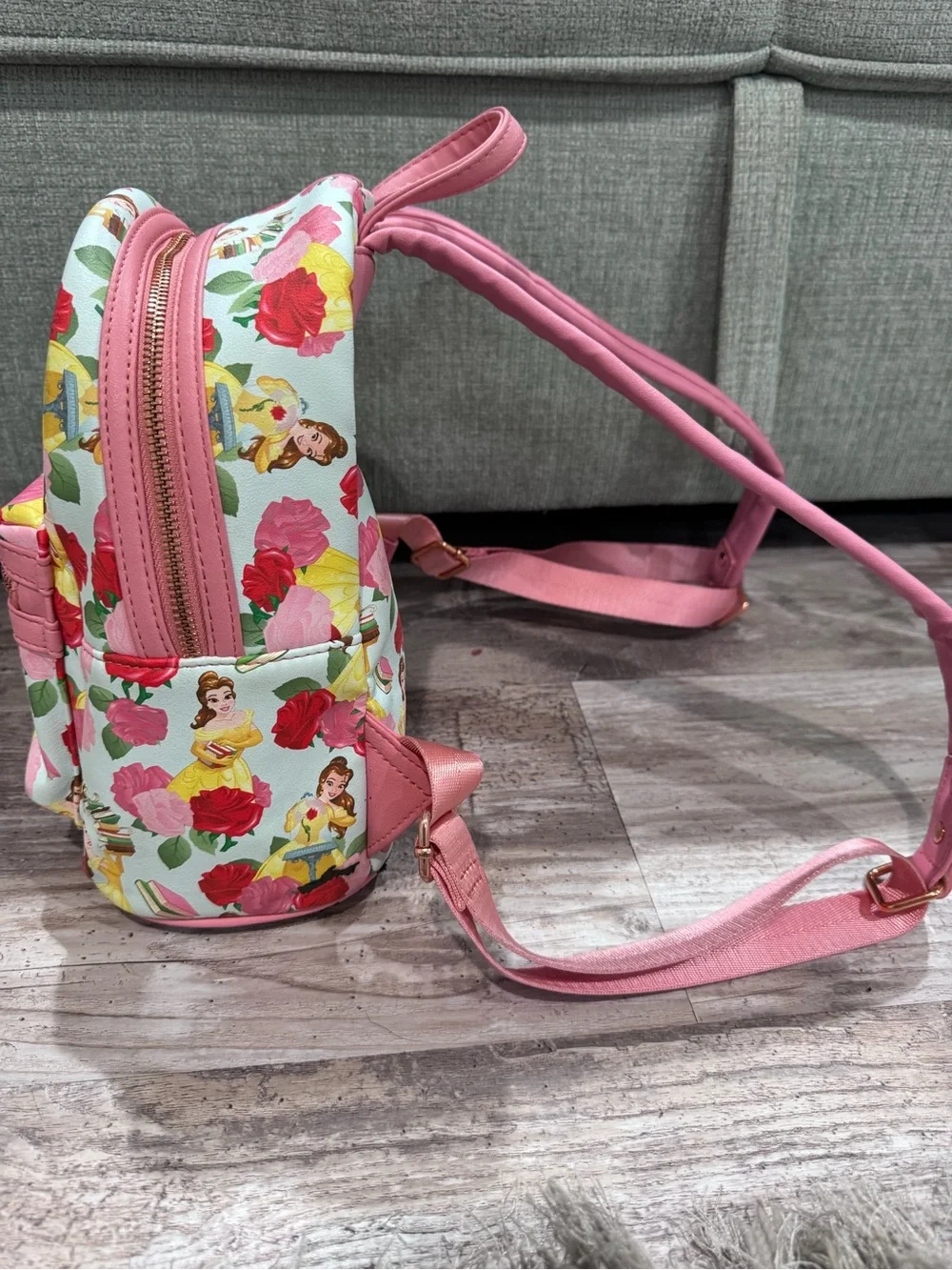 Loungefly Disney Belle Floral Mini Backpack - Pink, Red & White